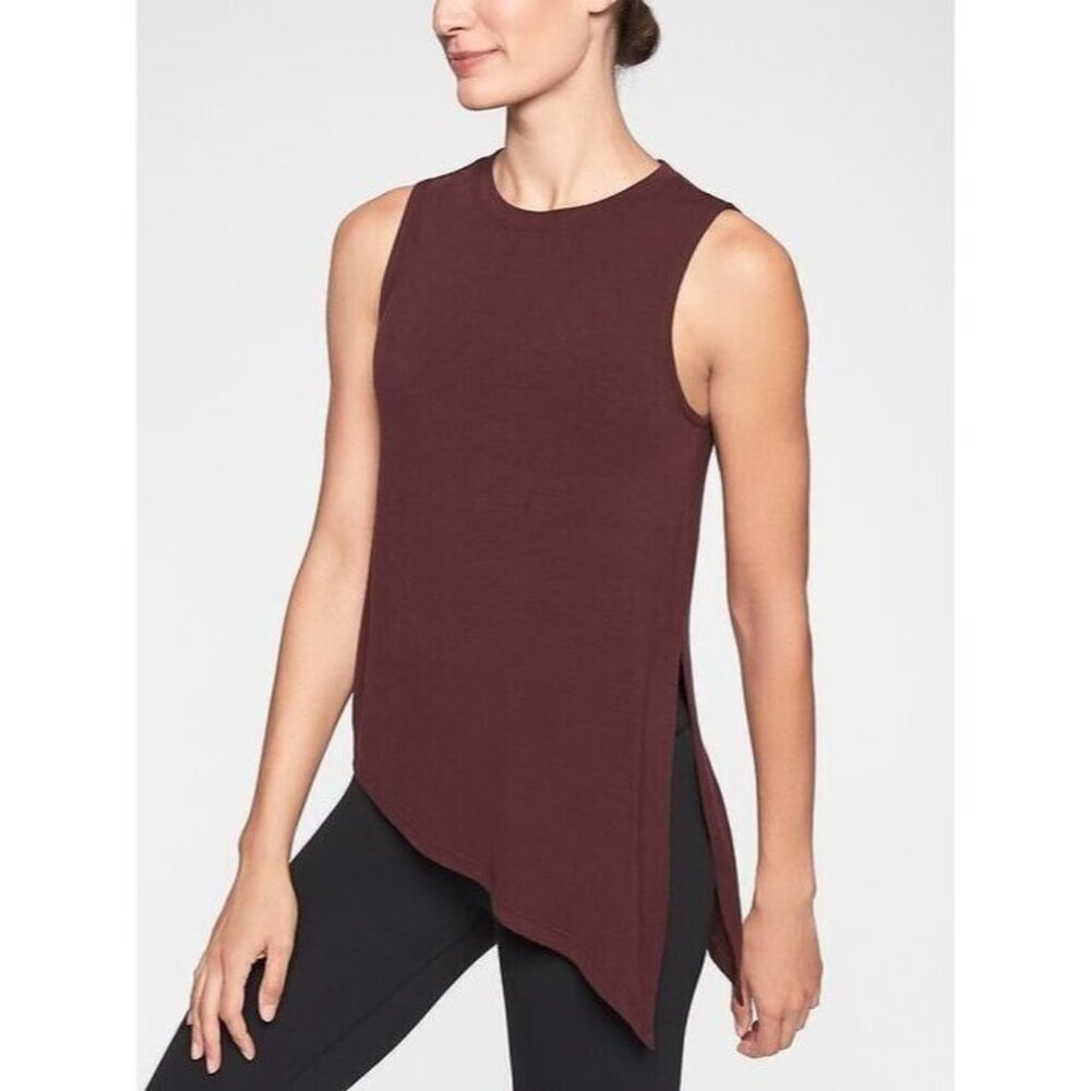 Athleta Cloudlight Asym Side Tie Tank Marroon SN353560 Womens XS